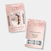Roos goudglitter blush fotomedewerker badge (Voor- en achterkant)