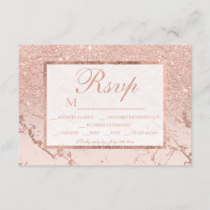 Roos goudglitter blush marmer ombre RSVP bruiloft