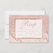 Roos goudglitter blush marmer ombre RSVP bruiloft (Voorkant)