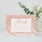 Roos goudglitter blush marmer ombre RSVP bruiloft Kaartje (Staand voorkant)