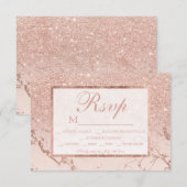 Roos goudglitter blush marmer ombre RSVP bruiloft Kaartje (Voorkant / Achterkant)