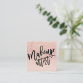 Roos goudglitter blush roze vierkante visitekaartje (Staand voorkant)