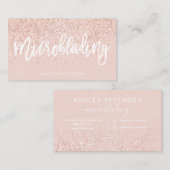 Roos goudglitter blush roze visitekaartje (Voorkant / Achterkant)