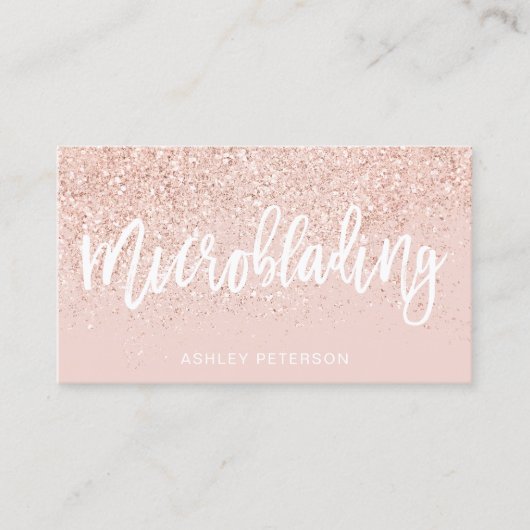 Roos goudglitter blush roze visitekaartje (Voorkant)