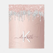 Roos goudglitter blush spargel zilvermonogram fleece deken (Voorkant)