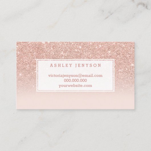 Roos goudglitter blush  visitekaartje (Achterkant)