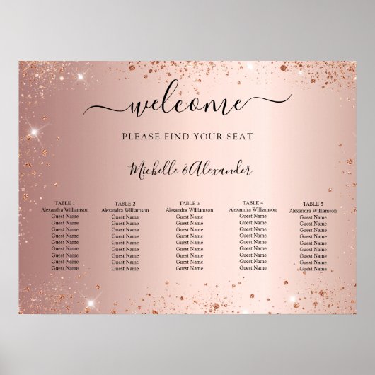 Roos goudglitter bruiloft poster (Voorkant)