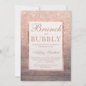 Roos goudglitter brunch bubbly vrijgezellenfeest kaart (Voorkant)