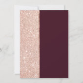 Roos goudglitter burgundy kleurenblok bruiloft kaart (Achterkant)