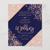 Roos goudglitter confetti navy budget bruiloft (Voorkant)