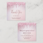 roos goudglitter drip bedankt dat je het hebt inge vierkante visitekaartje (Voorkant / Achterkant)