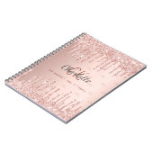 Roos goudglitter drip monogram notitieboek (Linkerzijde)