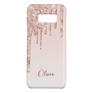 Roos goudglitter drip ombre glam girale naam Case-Mate samsung galaxy s8 hoesje