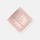 Roos goudglitter dript monogram op geboortedag servet (Hoek)