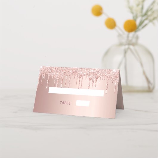 Roos goudglitter druist op blush ballons jarig plaatskaartje (Voorkant)