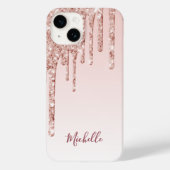 Roos goudglitter drup zwart roze meisjesnaam Case-Mate iPhone case (Achterkant)