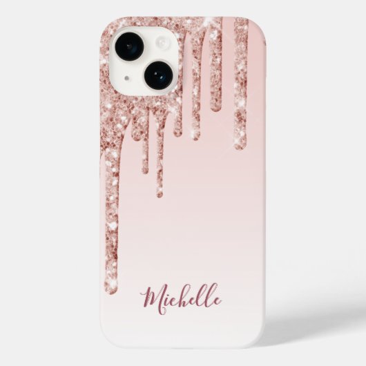 Roos goudglitter drup zwart roze meisjesnaam Case-Mate iPhone case (Achterkant)