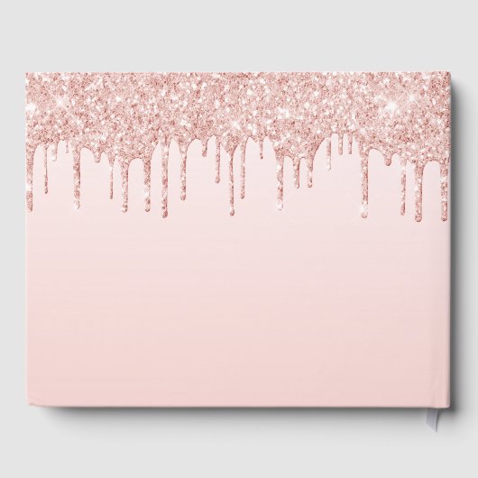 Roos goudglitter druppelt Baby shower Gastenboek (Achterkant)