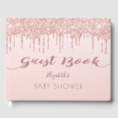 Roos goudglitter druppelt Baby shower Gastenboek (Voorkant)