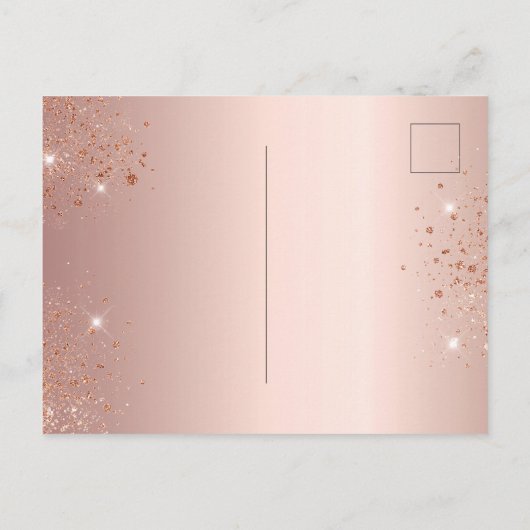 Roos goudglitter druppelt ballonnen uitnodiging briefkaart (Achterkant)