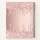 Roos goudglitter druppelt de zwarte naam glamoureu notitieboek (Achterkant)