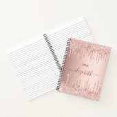 Roos goudglitter druppelt de zwarte naam glamoureu notitieboek (Binnen)