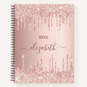 Roos goudglitter druppelt de zwarte naam glamoureu notitieboek (Voorkant)