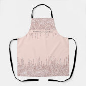 Roos goudglitter druppelt girale moderne tekst schort (Voorkant)