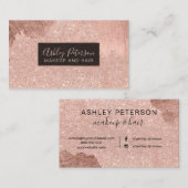 Roos goudglitter druppelt haar make-up typografie visitekaartje (Voorkant / Achterkant)