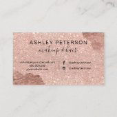 Roos goudglitter druppelt haar make-up typografie visitekaartje (Achterkant)
