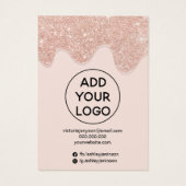 Roos goudglitter druppelt in een meervoudig ophaal visitekaartje (Achterkant)