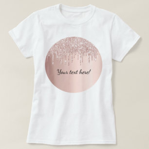 Roos goudglitter druppelt korrelige glazen tekst t-shirt