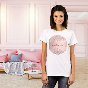 Roos goudglitter druppelt korrelige glazen tekst t-shirt