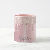 Roos goudglitter druppelt metaalnaam girly mok (Midden)