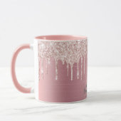 Roos goudglitter druppelt metaalnaam girly mok (Links)