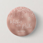 Roos goudglitter druppelt moeder bruid ronde button 5,7 cm (Voorkant)
