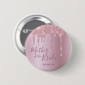 Roos goudglitter druppelt moeder bruid ronde button 5,7 cm (Voorkant /achterkant)