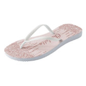 Roos goudglitter druppelt naamscript teenslippers (Schuin)