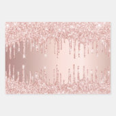 Roos goudglitter druppelt roze glans gips inpakpapier vel (Voorkant 3)