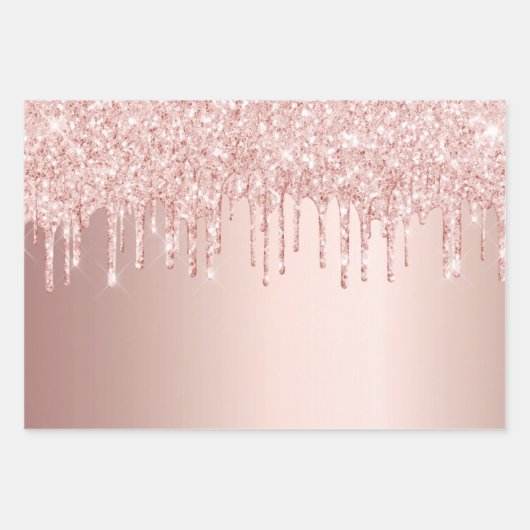 Roos goudglitter druppelt roze glans gips inpakpapier vel (Voorkant 2)