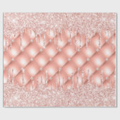 Roos goudglitter druppelt roze glans luxe cadeaupapier (Vlak)