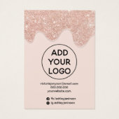 Roos goudglitter druppelt sieraden ketting display visitekaartje (Achterkant)