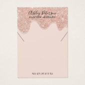Roos goudglitter druppelt sieraden ketting display visitekaartje (Voorkant)