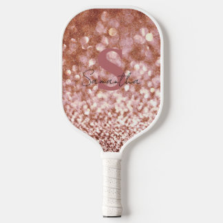Roos goudglitter elegant, monogrammen pickleball paddle
