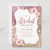 Roos goudglitter en floreel vrijgezellenfeest kaart (Voorkant)