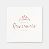 Roos goudglitter en floreel vrijgezellenfeest servet (Voorkant)