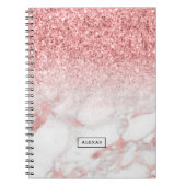 Roos-goudglitter en marmer ombre notitieboek (Voorkant)