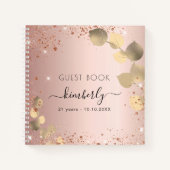 Roos goudglitter eucalyptus notitieboek (Voorkant)