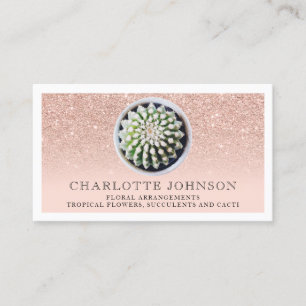 Roos goudglitter florist blush cactus foto visitekaartje