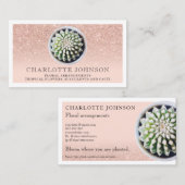 Roos goudglitter florist blush cactus foto visitekaartje (Voorkant / Achterkant)